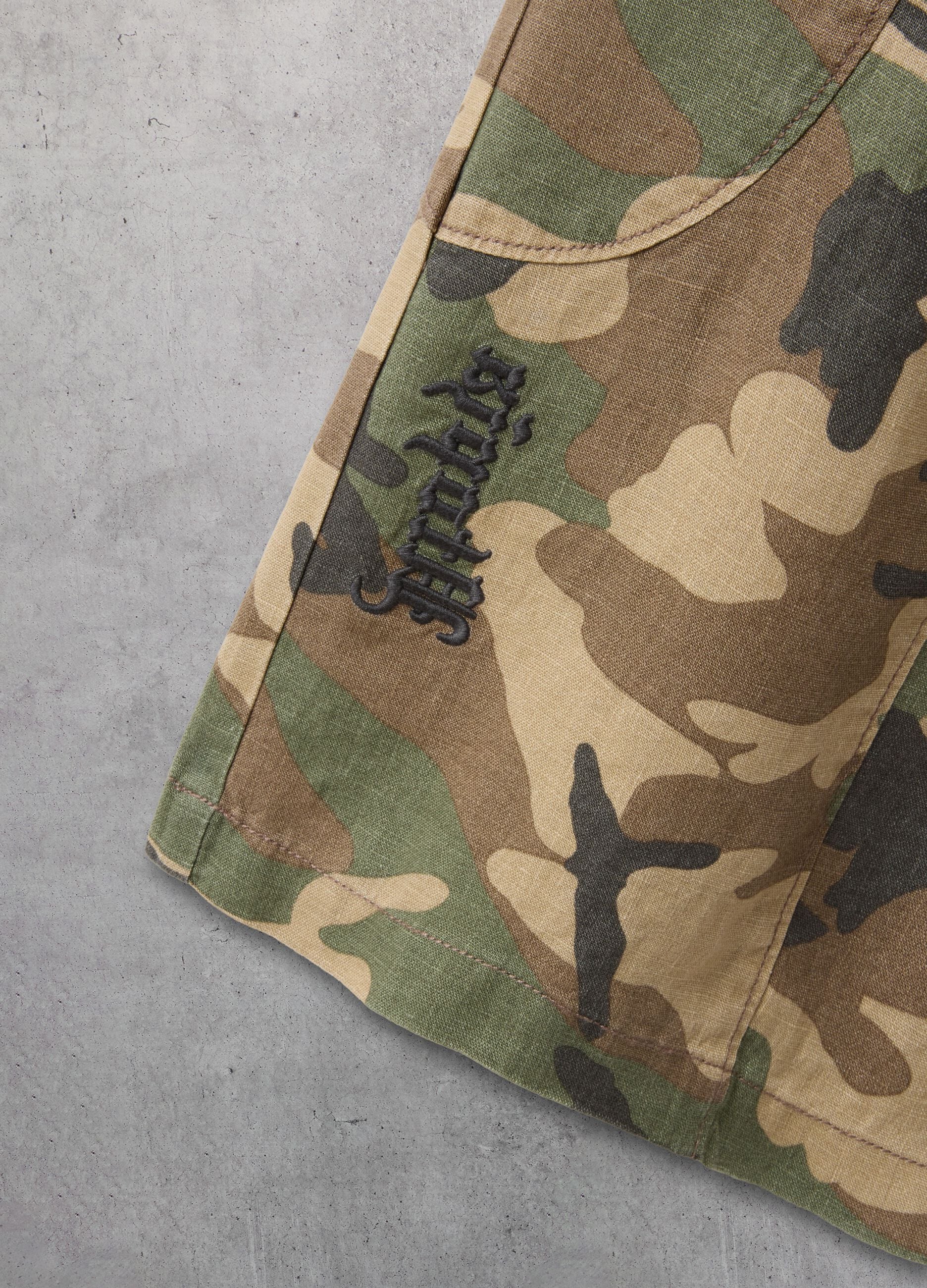 100% Linen Wide-Leg Camo Trousers