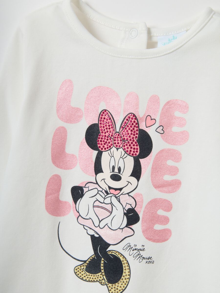 T-shirt bianca a maniche lunghe da bimba in misto cotone regular fit_2