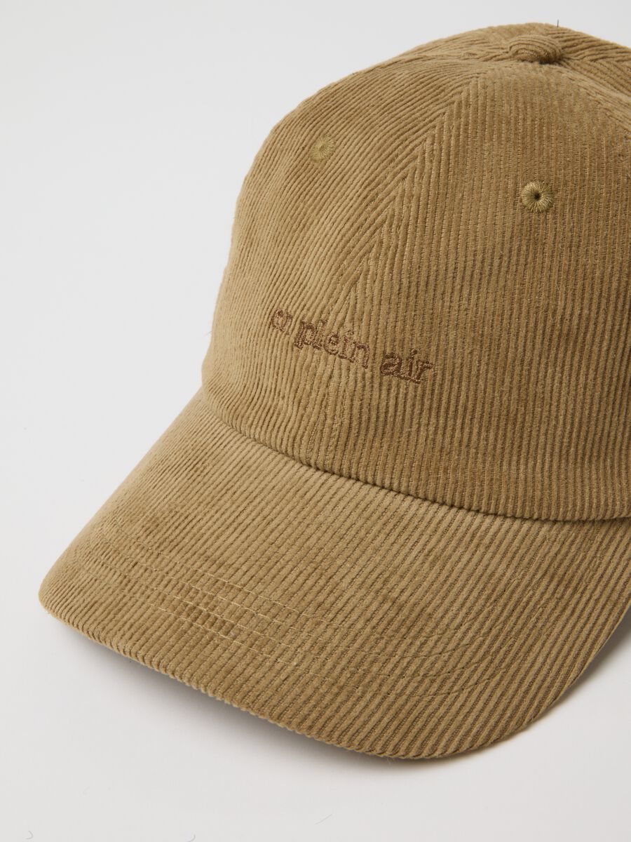 Cappello beige in puro cotone a coste_2