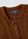 Brown cable-knit cotton-blend cardigan, regular fit_5