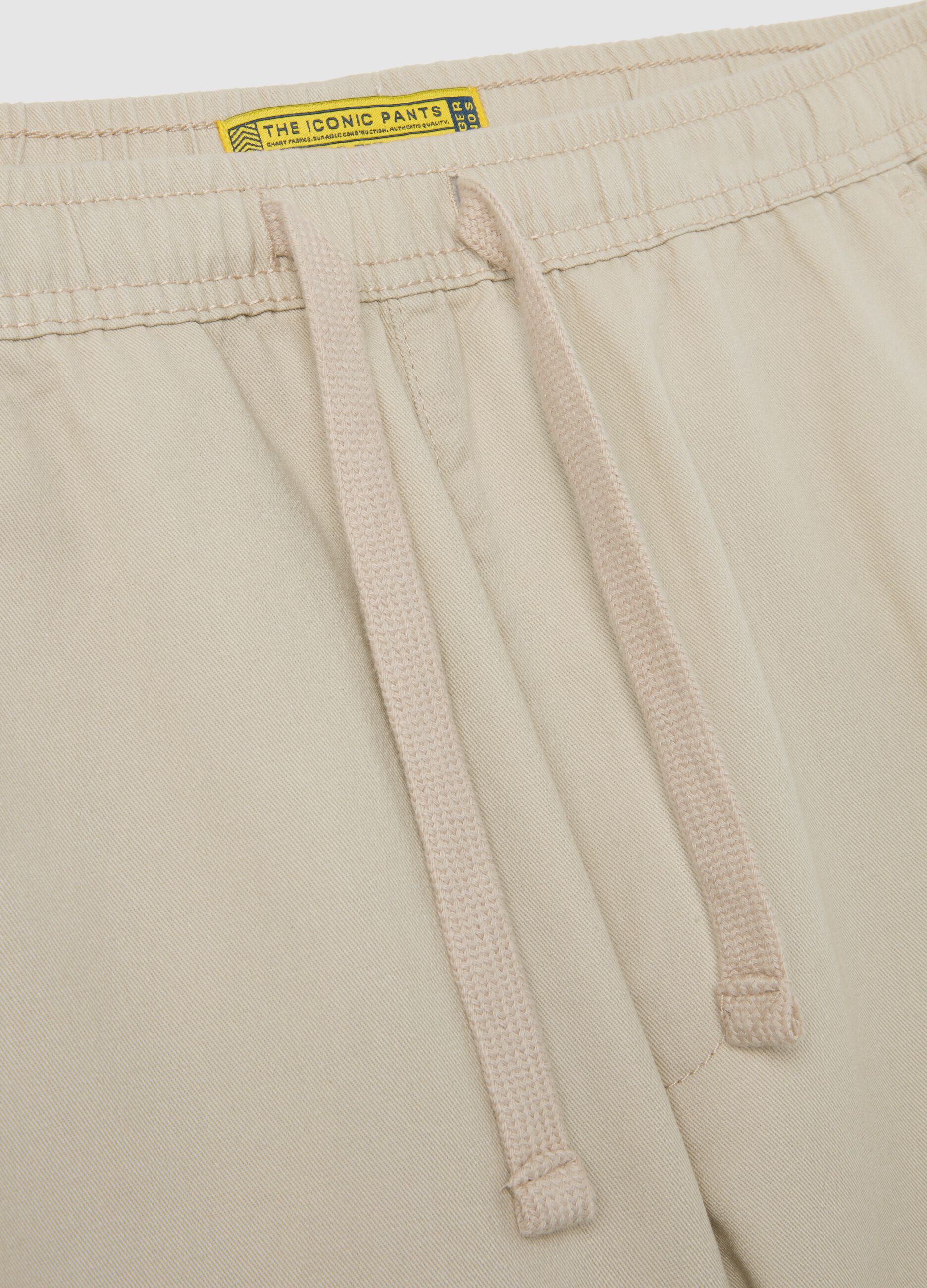 Men's beige pure cotton bermuda shorts, regular fit
