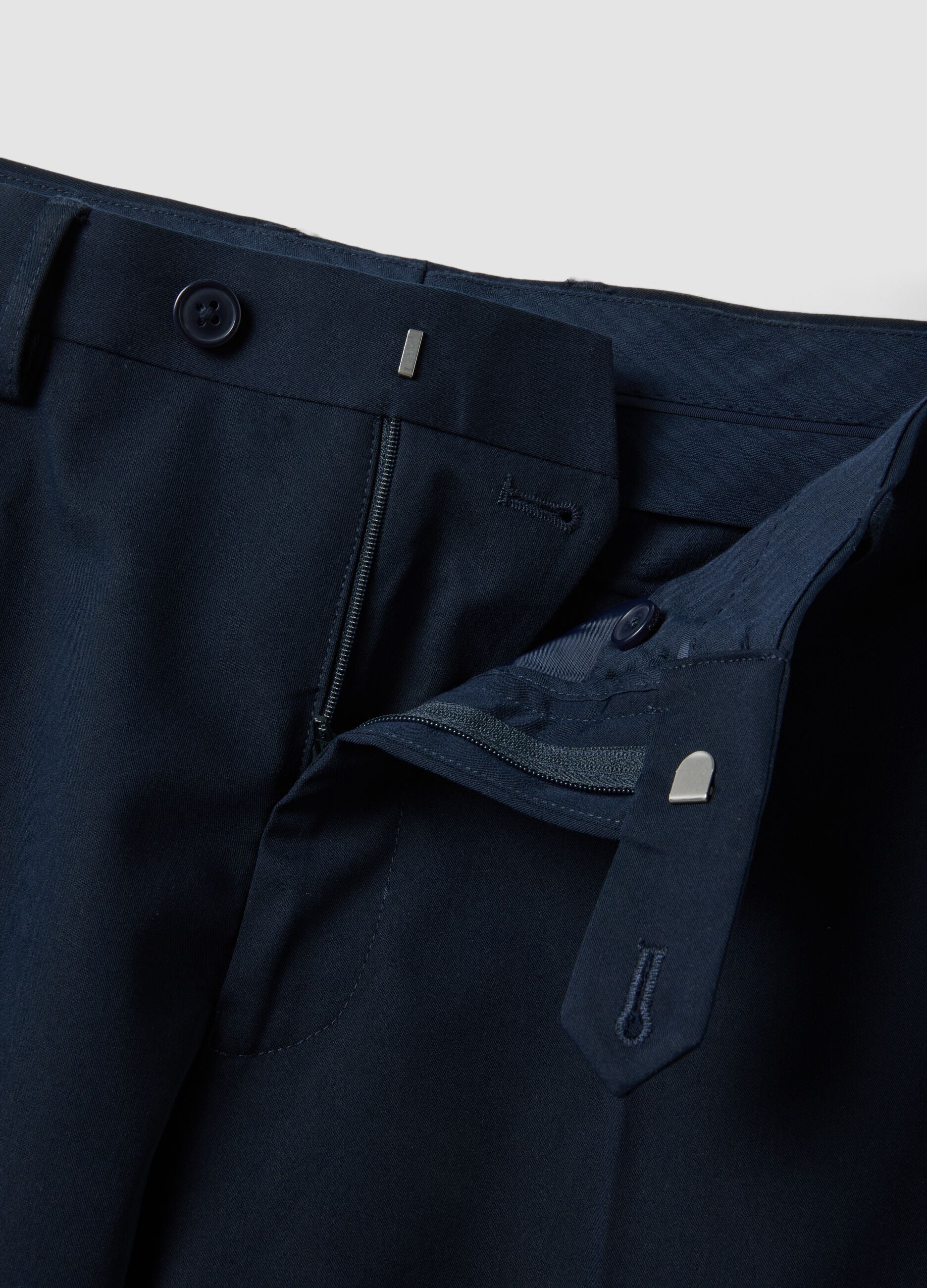 Blue formal regular-fit stretch viscose trousers