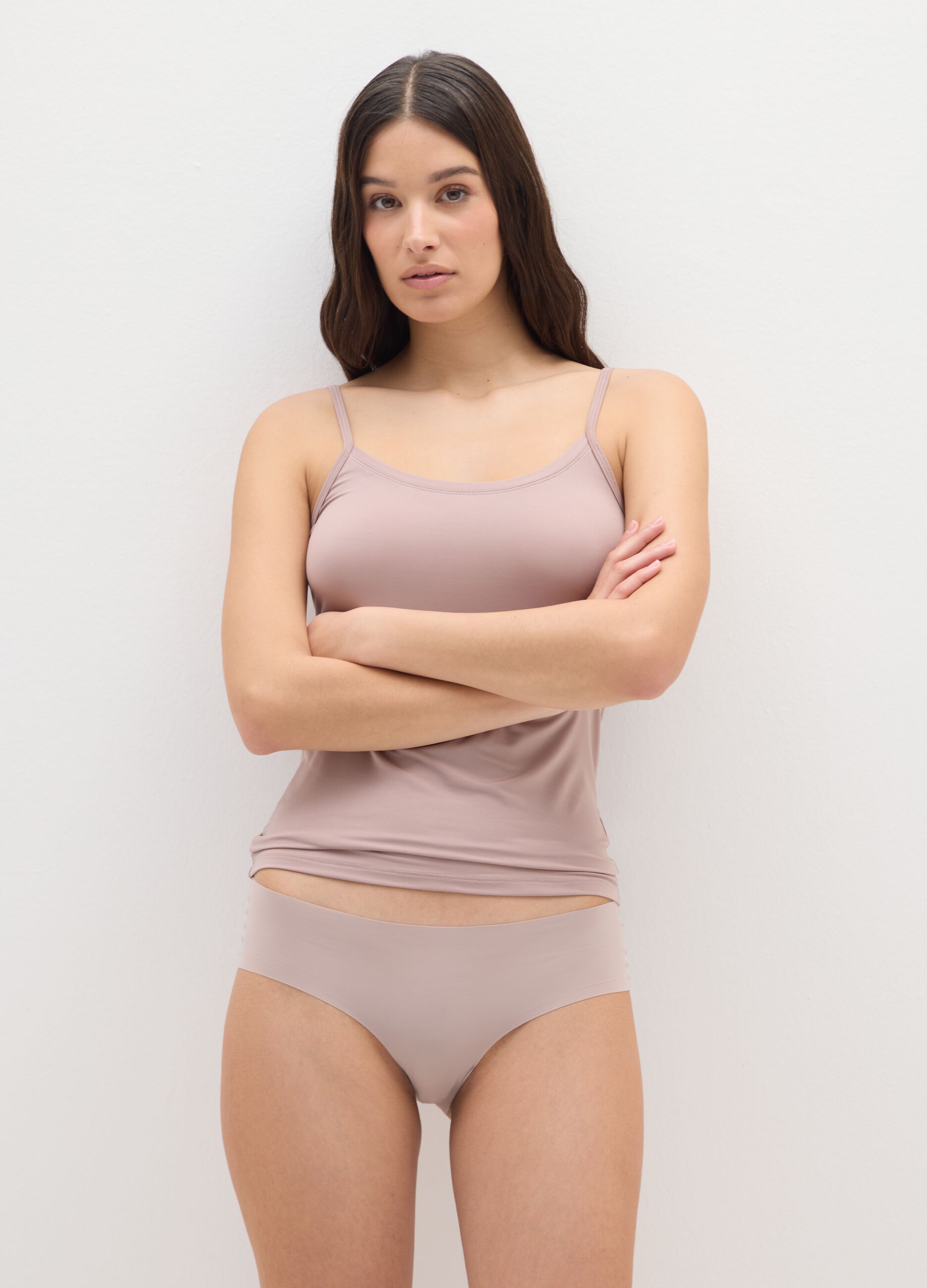 High-Waisted Beige Briefs