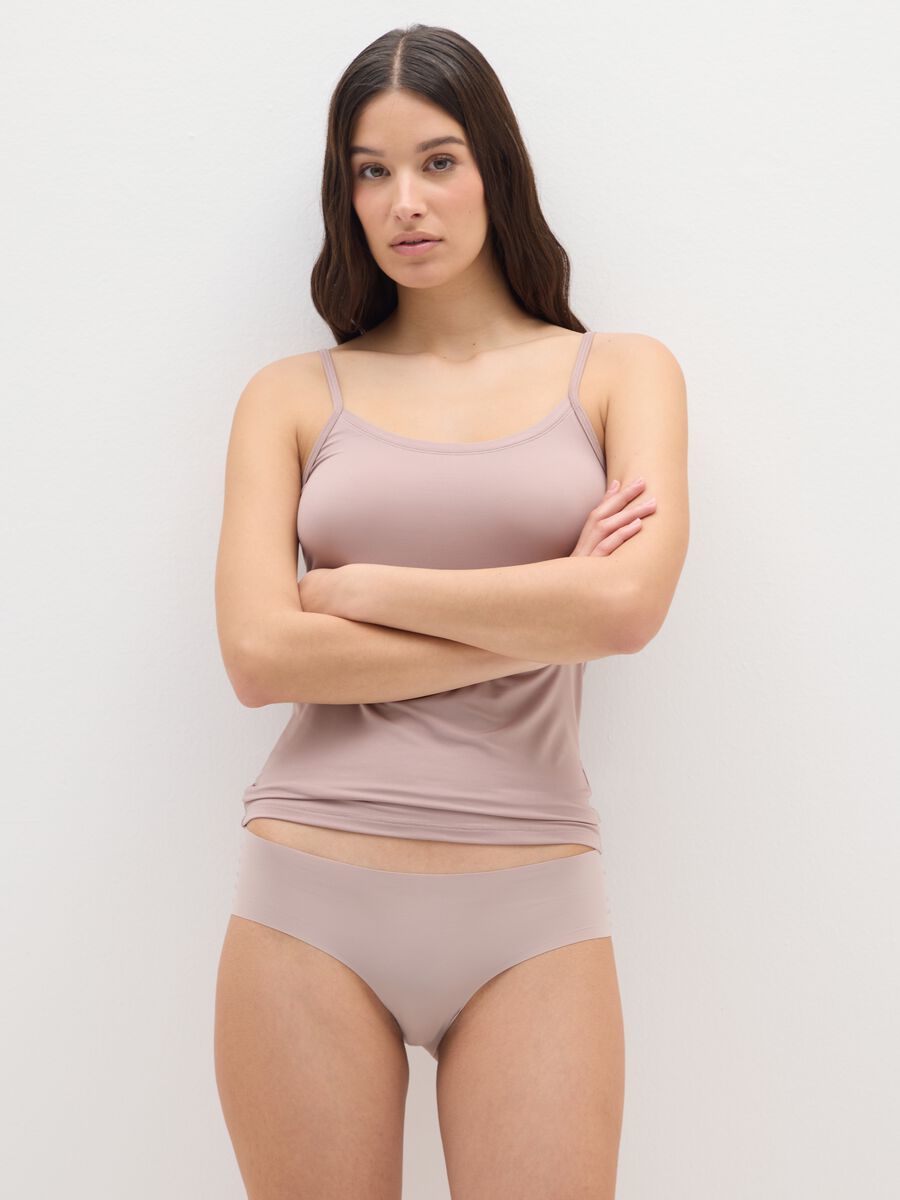 Culotte in tessuto elasticizzato beige_0