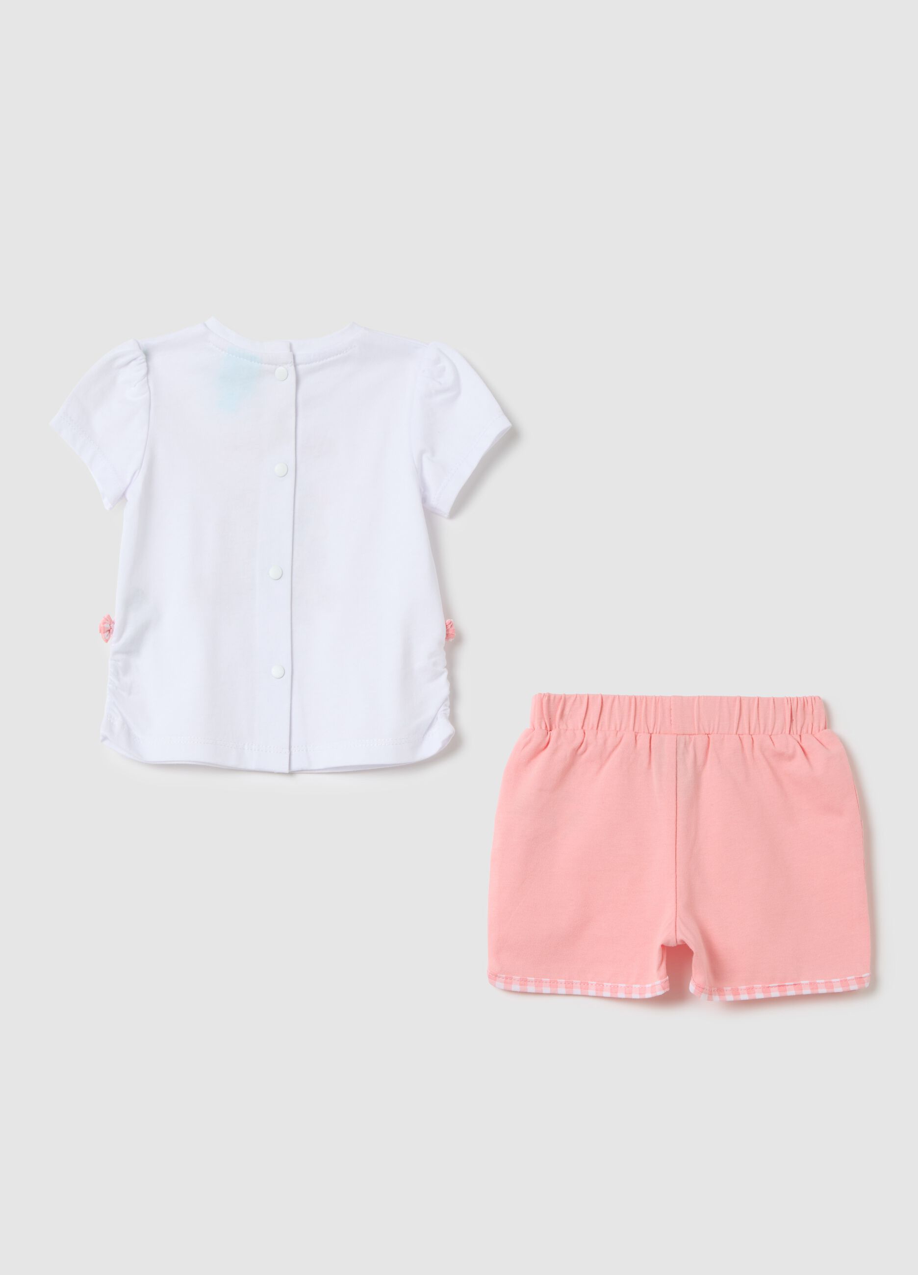 White t-shirt and pink shorts set by OVS Kids