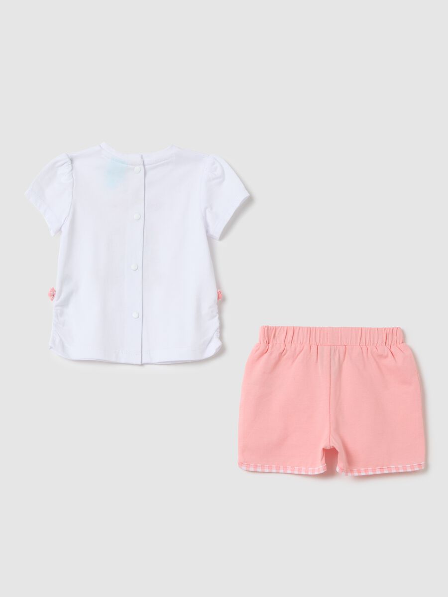 White t-shirt and pink shorts set by OVS Kids_1