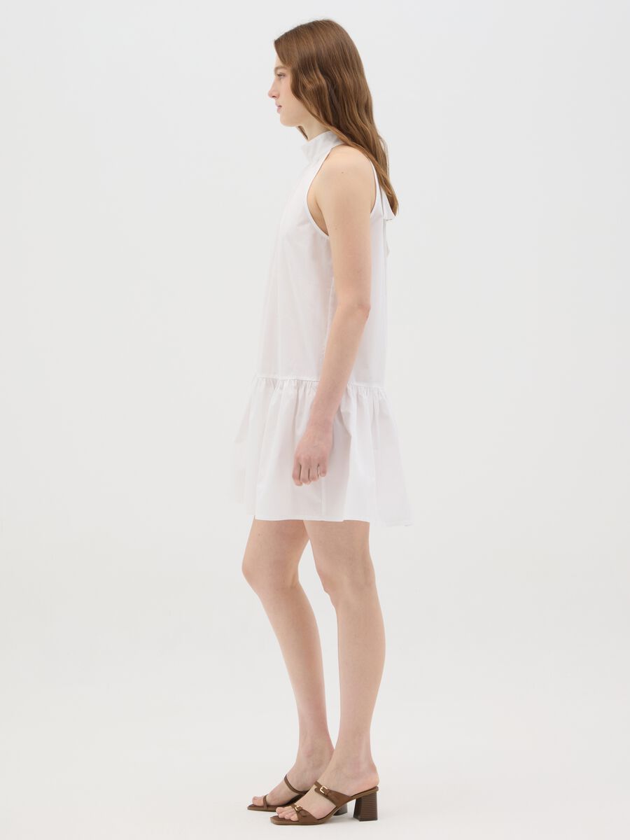 Women's white pure cotton dress regular fit_1