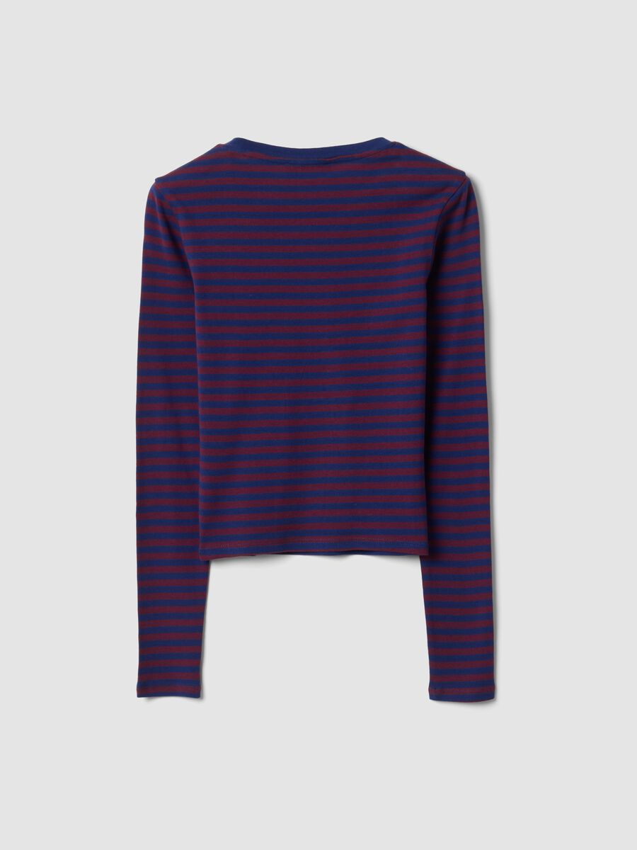 Purple striped pure cotton crew-neck T-shirt_6