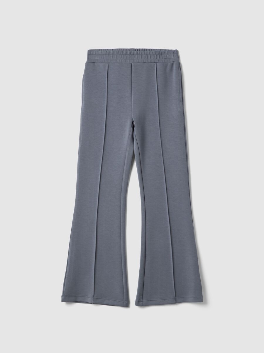 Grey wide leg trousers in stretch modal blend_4