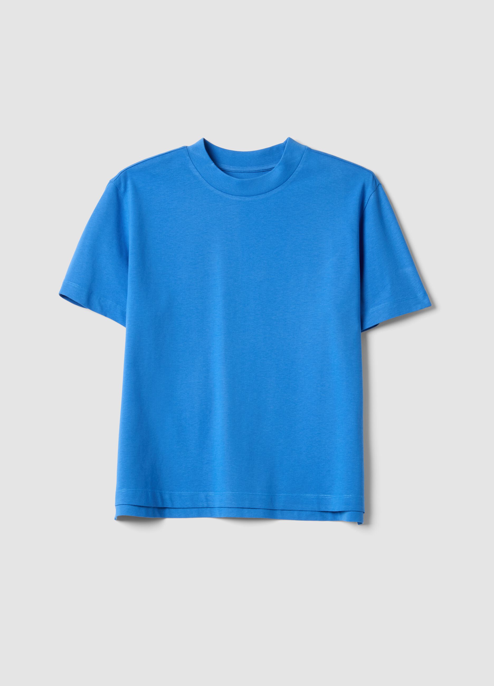 Blue pure cotton regular-fit T-shirt