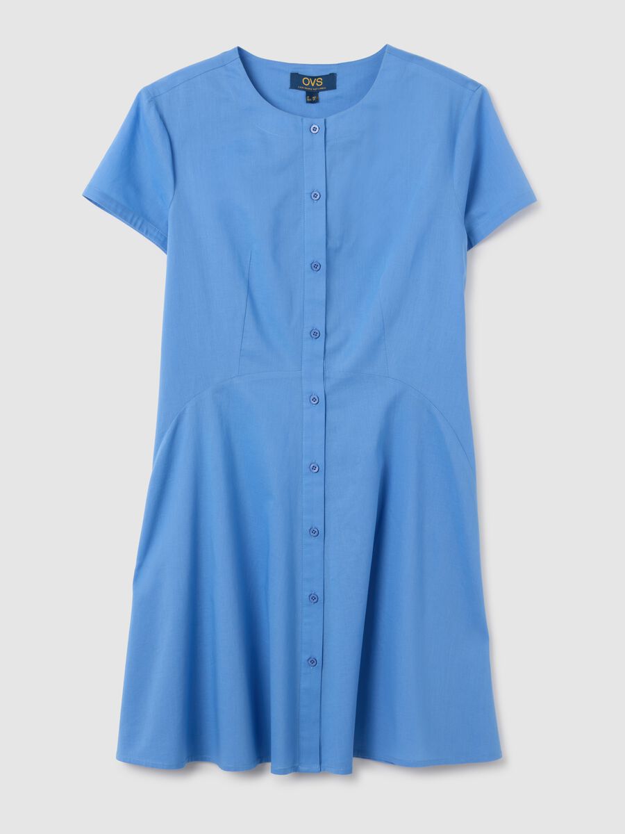 Women's blue pure cotton shirt dress regular fit_4