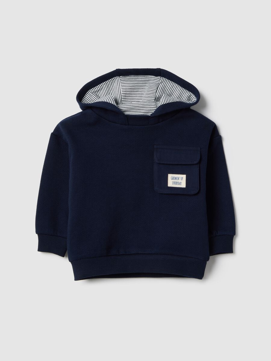 Blue pure cotton hoodie sweatshirt regular fit for baby_0