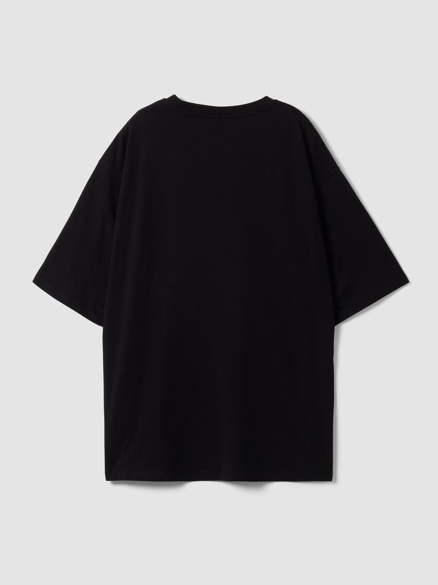 Black pure cotton T-shirt with front logo_6