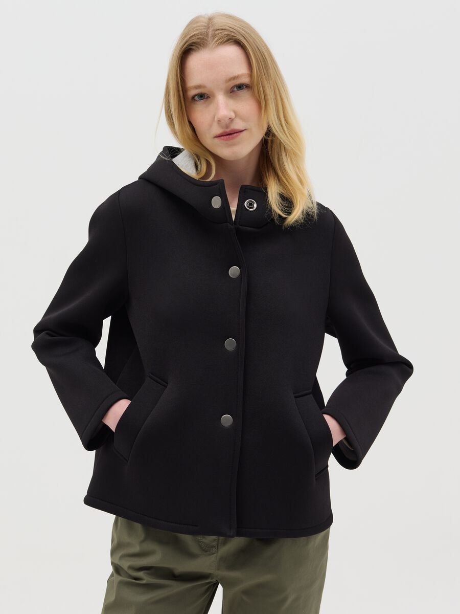 Short jacket with hood and buttons_0