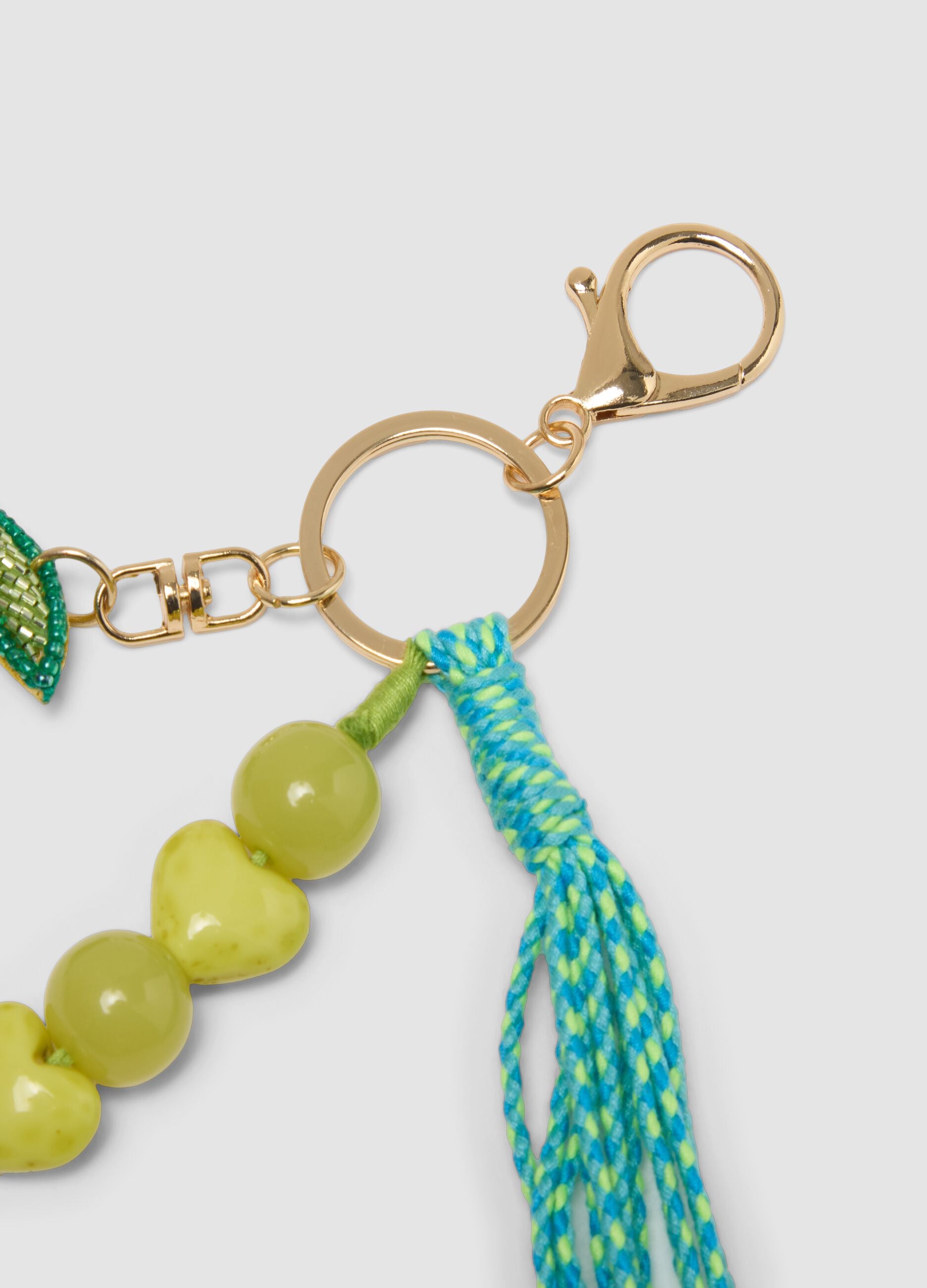 Multicolour pure cotton keyring with tassel and tropical charms