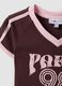Brown pure cotton V-neck T-shirt with front print_5
