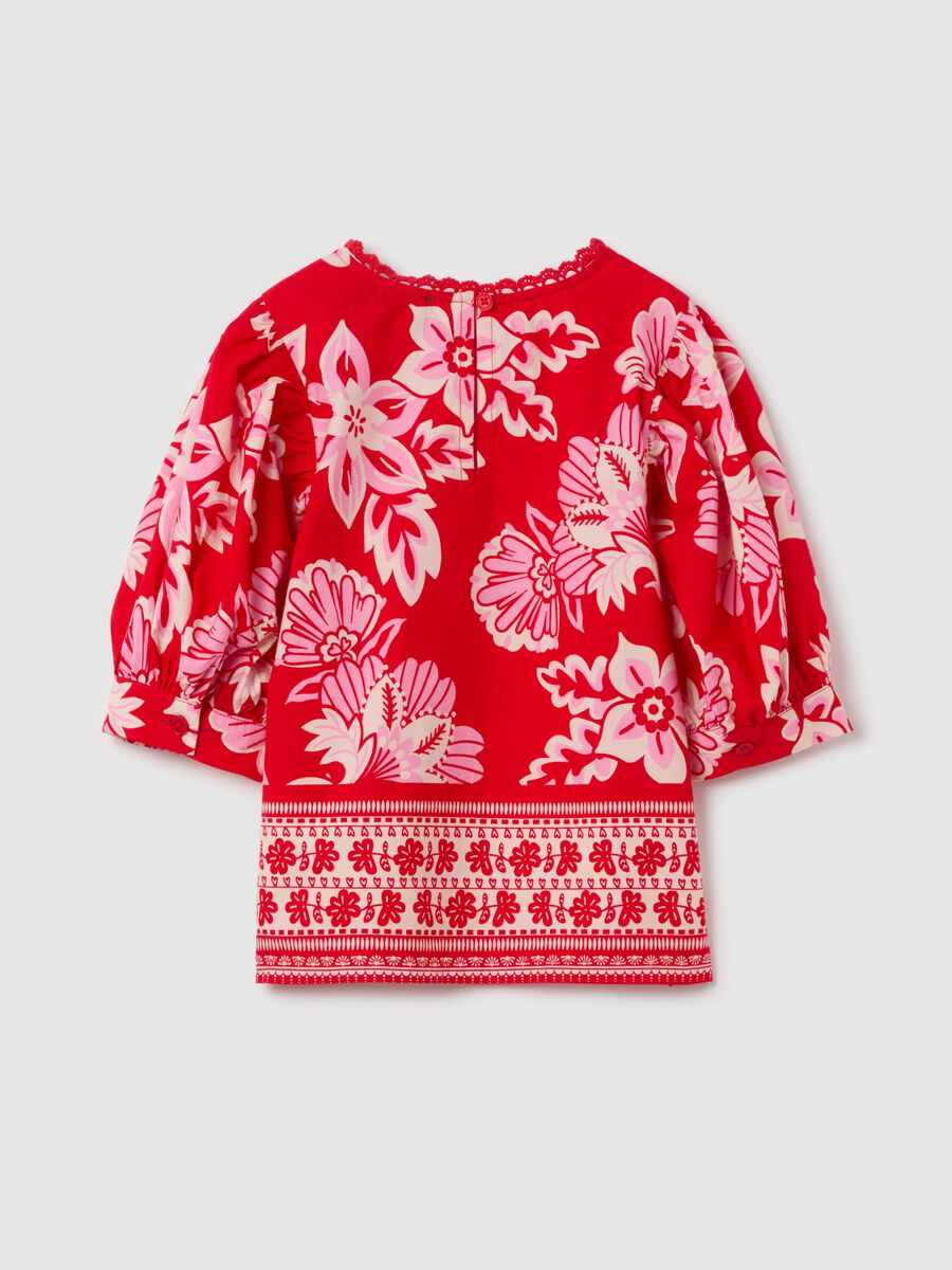 Blouse with floral pattern and broderie anglaise details_4