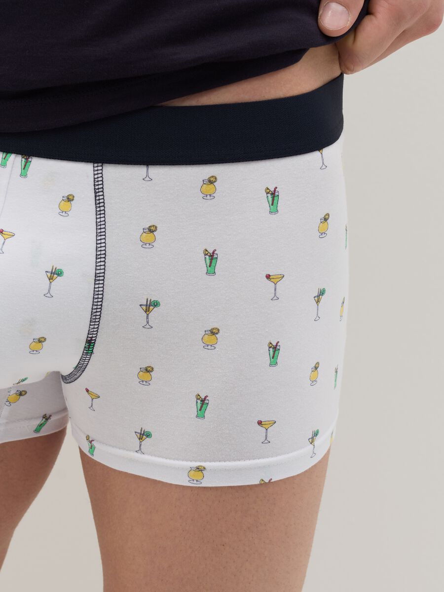 Midi boxer shorts in stretch cotton with pattern._2
