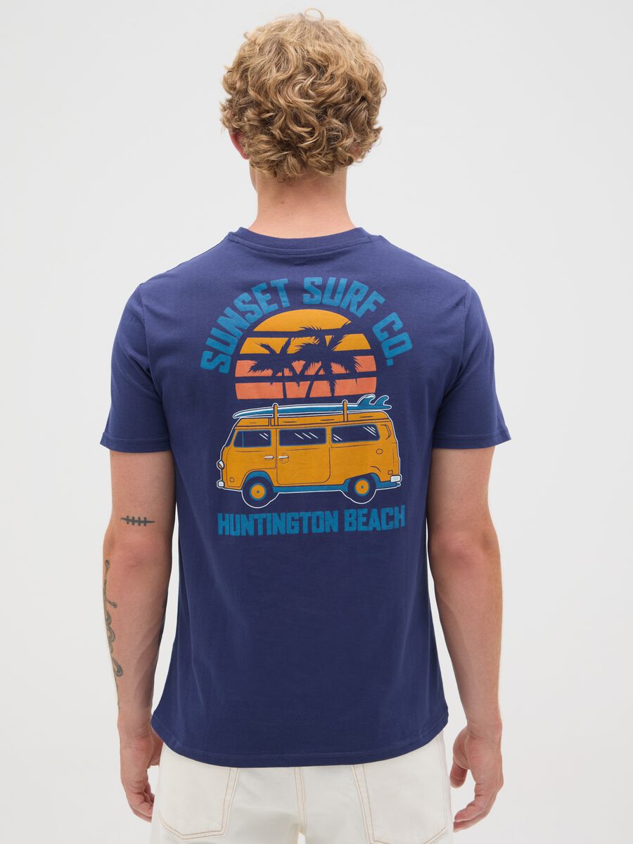 Men's blue pure cotton regular fit t-shirt with print_3
