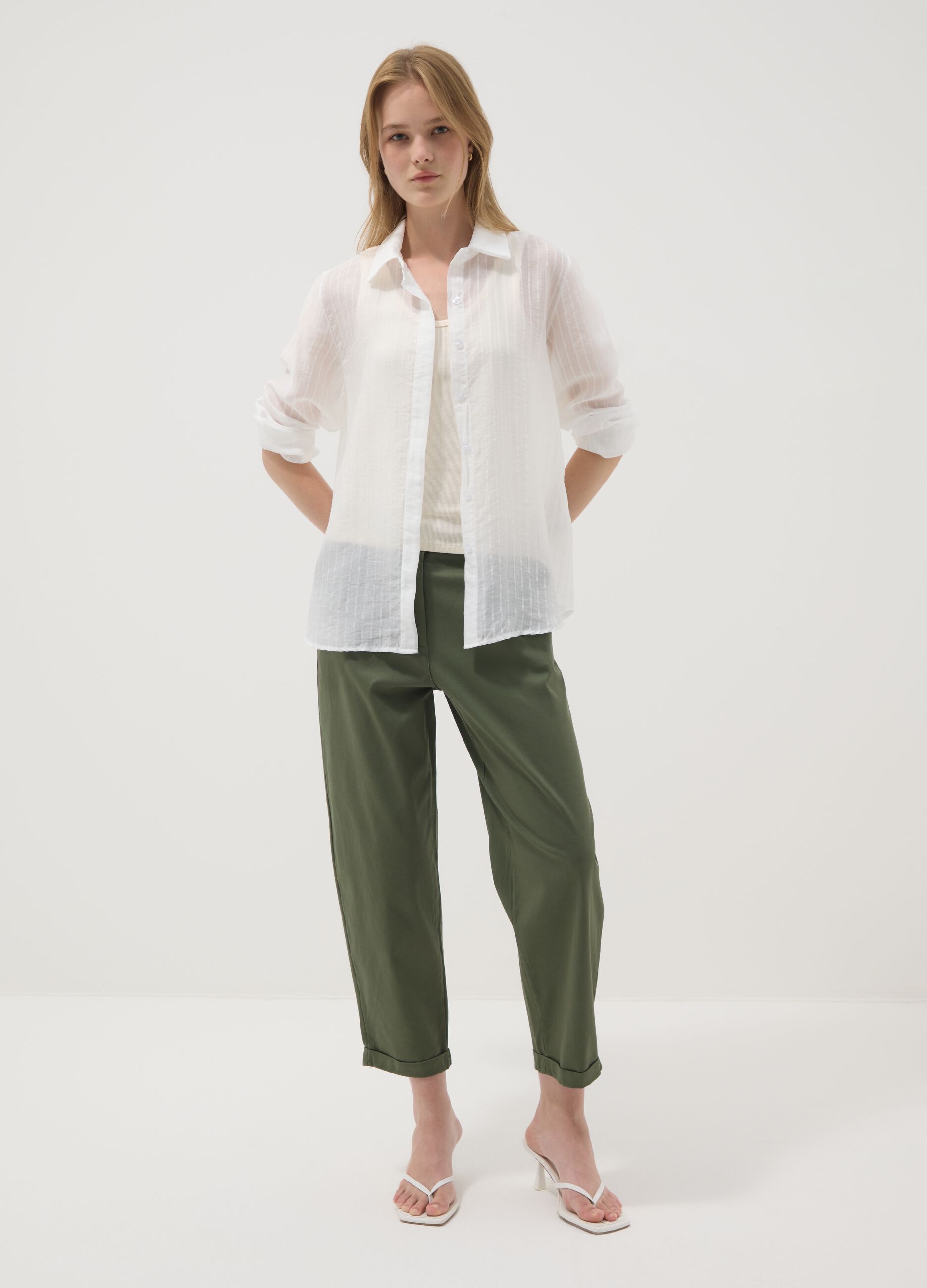 White lyocell-blend shirt