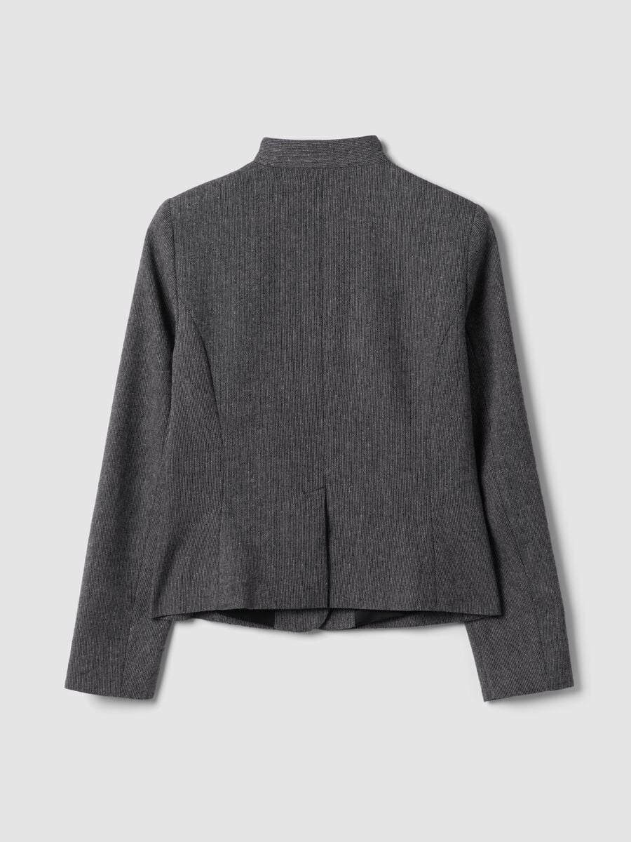 Blazer grigio in misto lana e viscosa slim fit_6