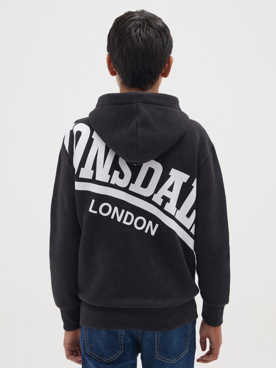 Children's black cotton blend hoodie regular fit with zip_1