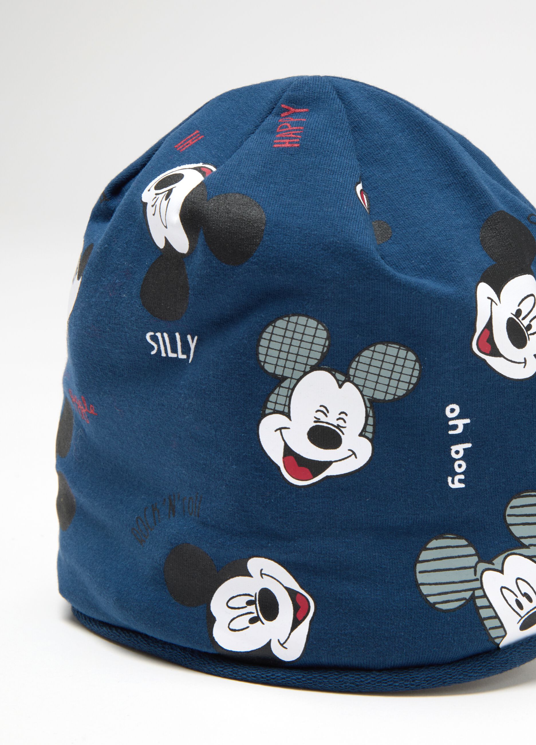 Cappello da neonato in cotone blu con Mickey Mouse