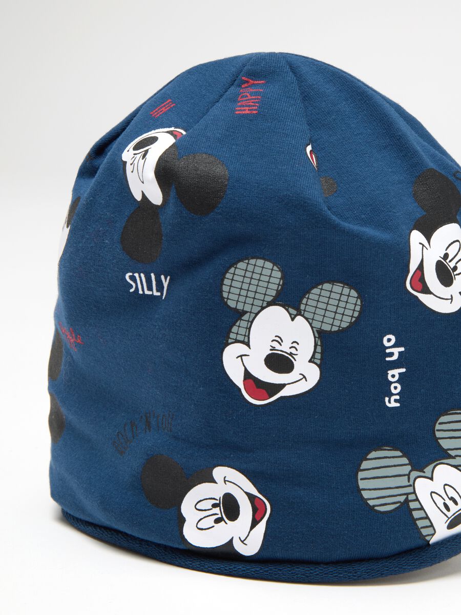 Cappello da neonato in cotone blu con Mickey Mouse_1