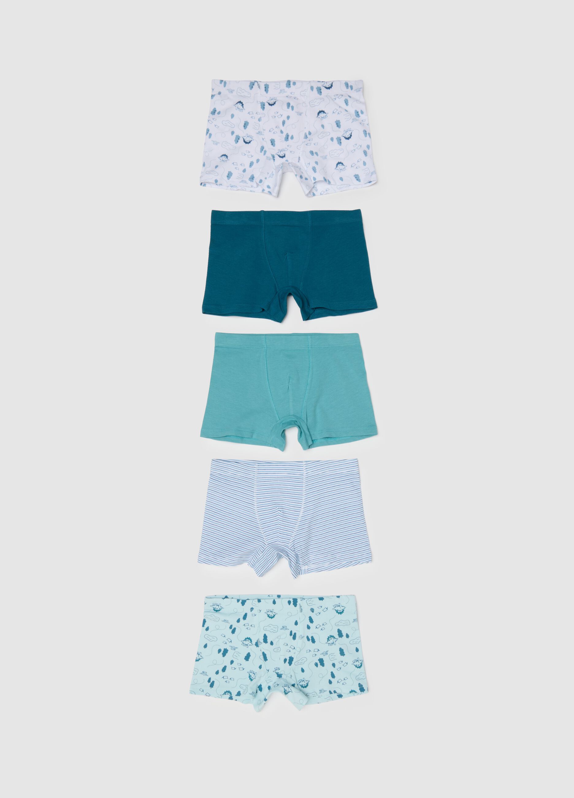 Multipack di cinque boxer multicolor in cotone elasticizzato