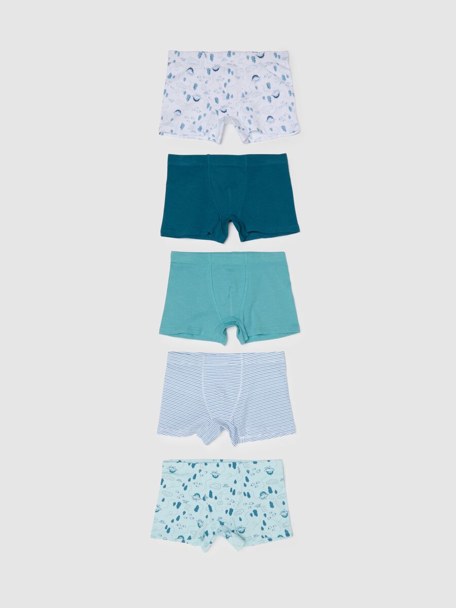 Multipack di cinque boxer multicolor in cotone elasticizzato_0