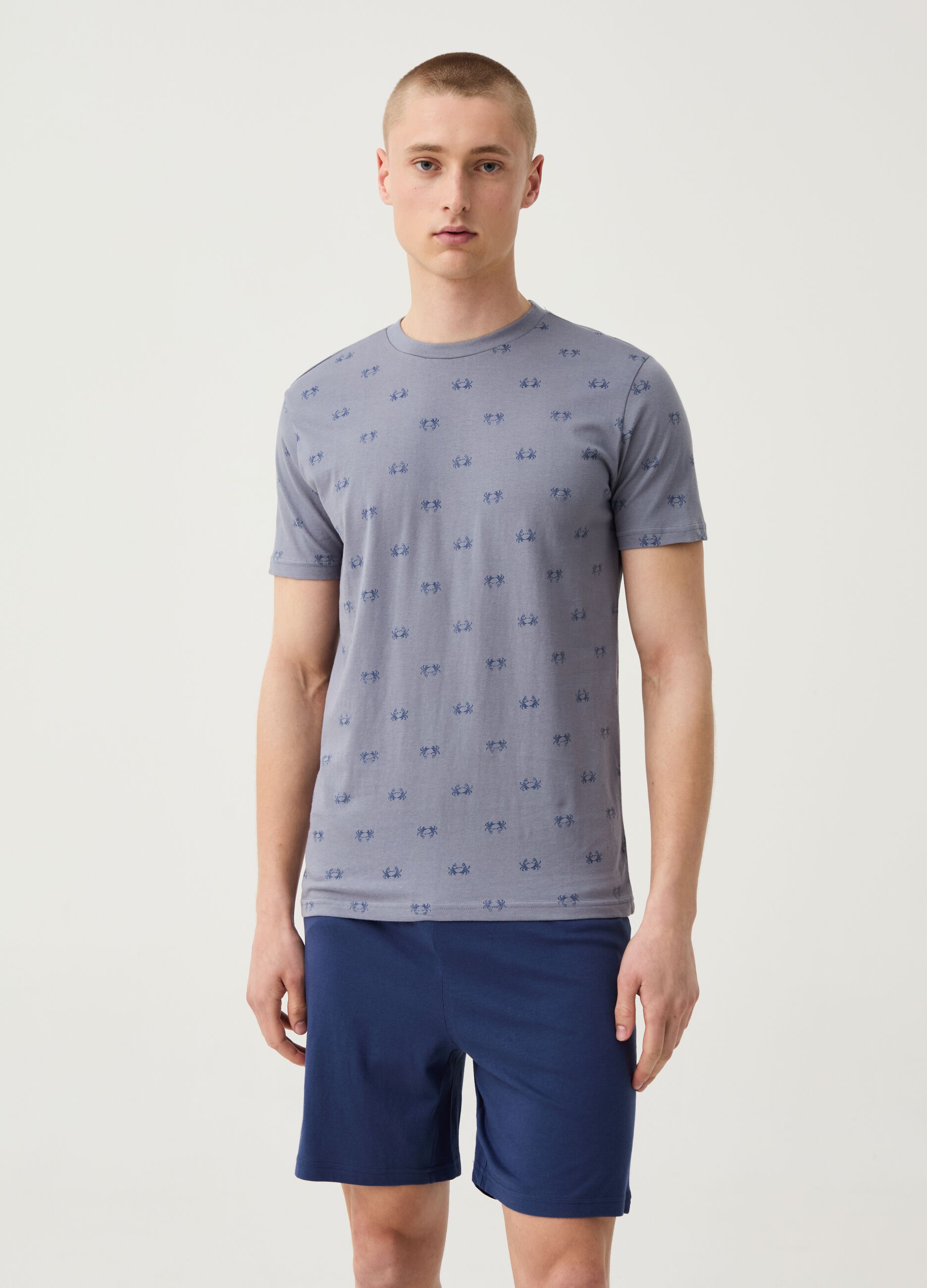 Short pyjamas with crab print