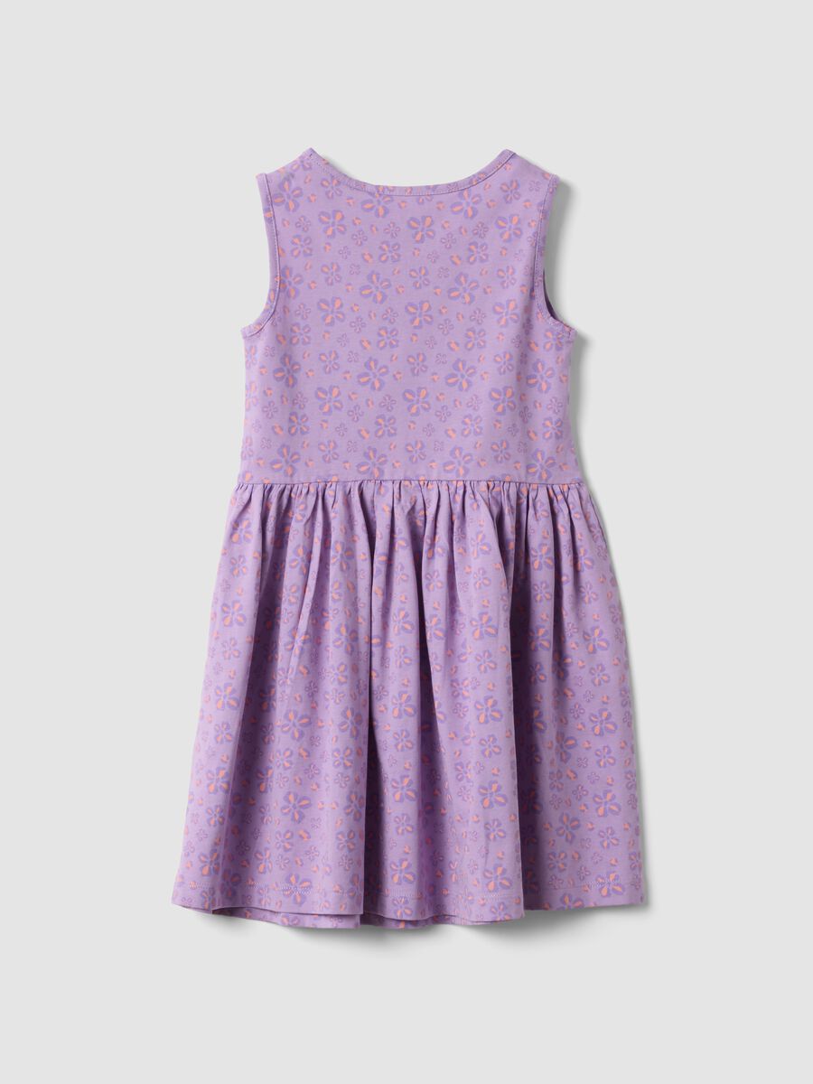 Purple pure cotton dress with floral print_1