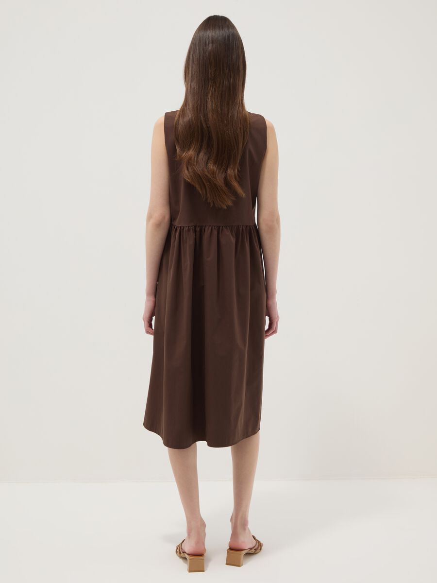 Abito midi marrone in puro cotone over fit_3