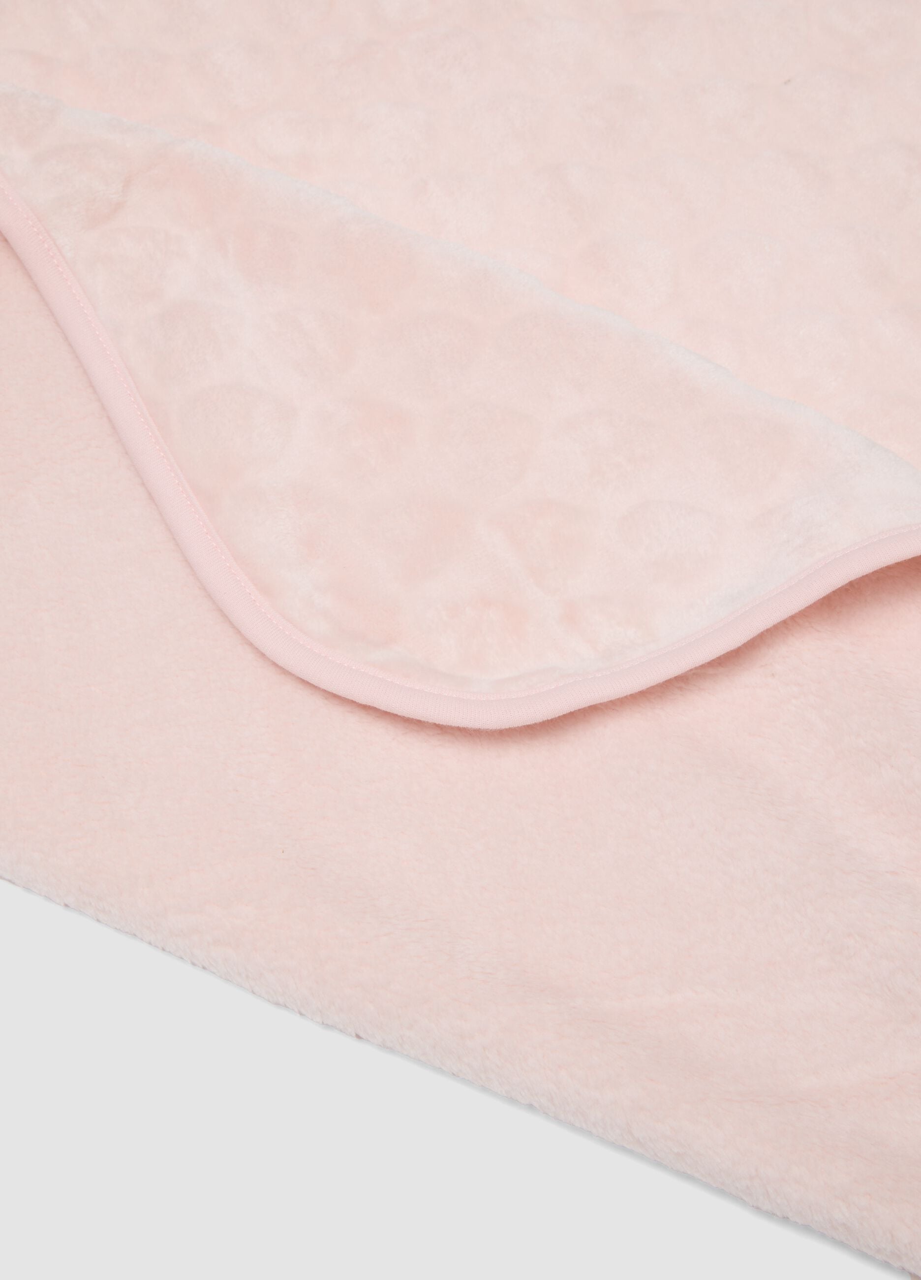 Pink organic cotton blanket with faux-fur jacquard pattern