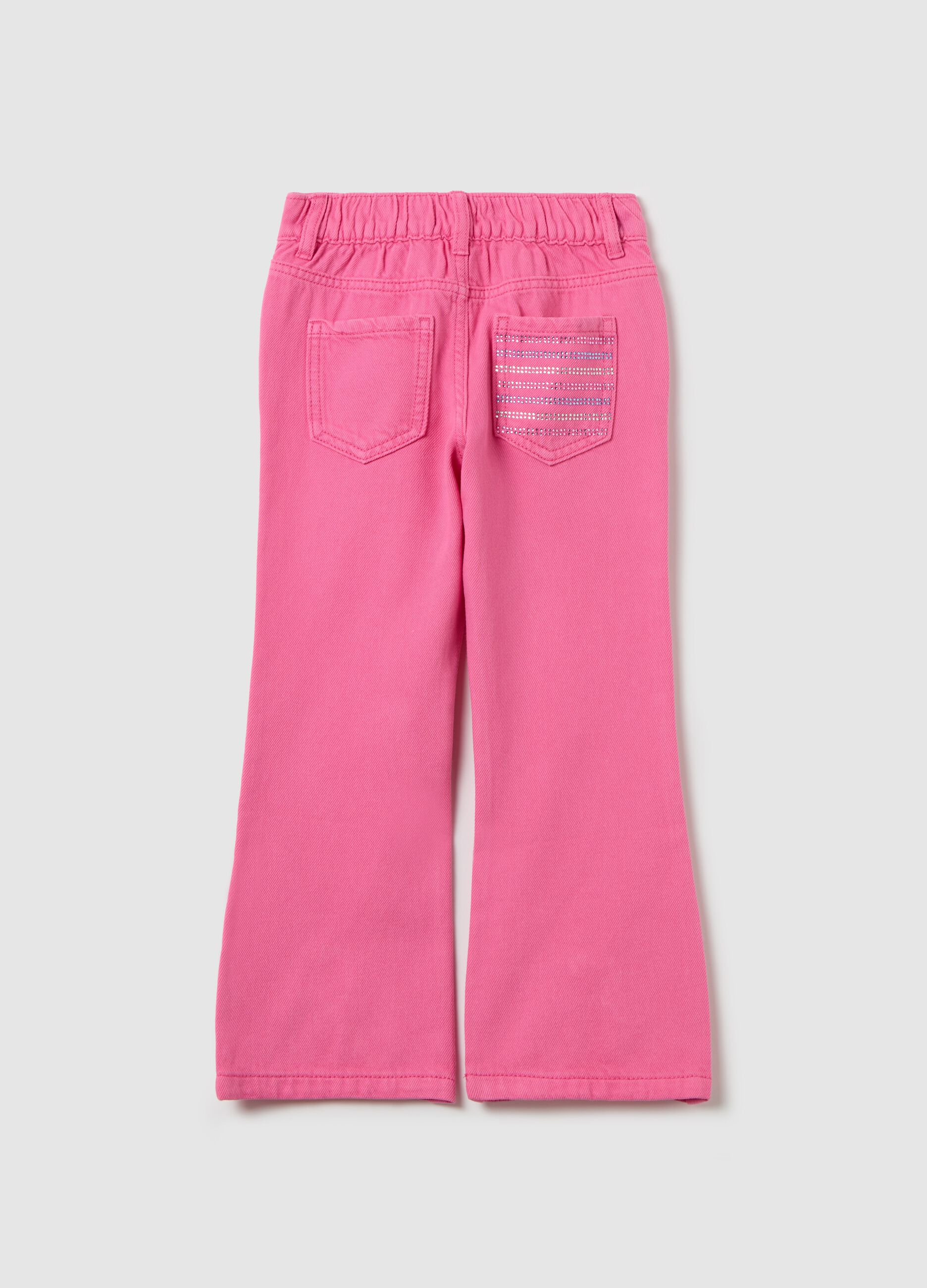 Pantaloni in drill con orlo ondulato