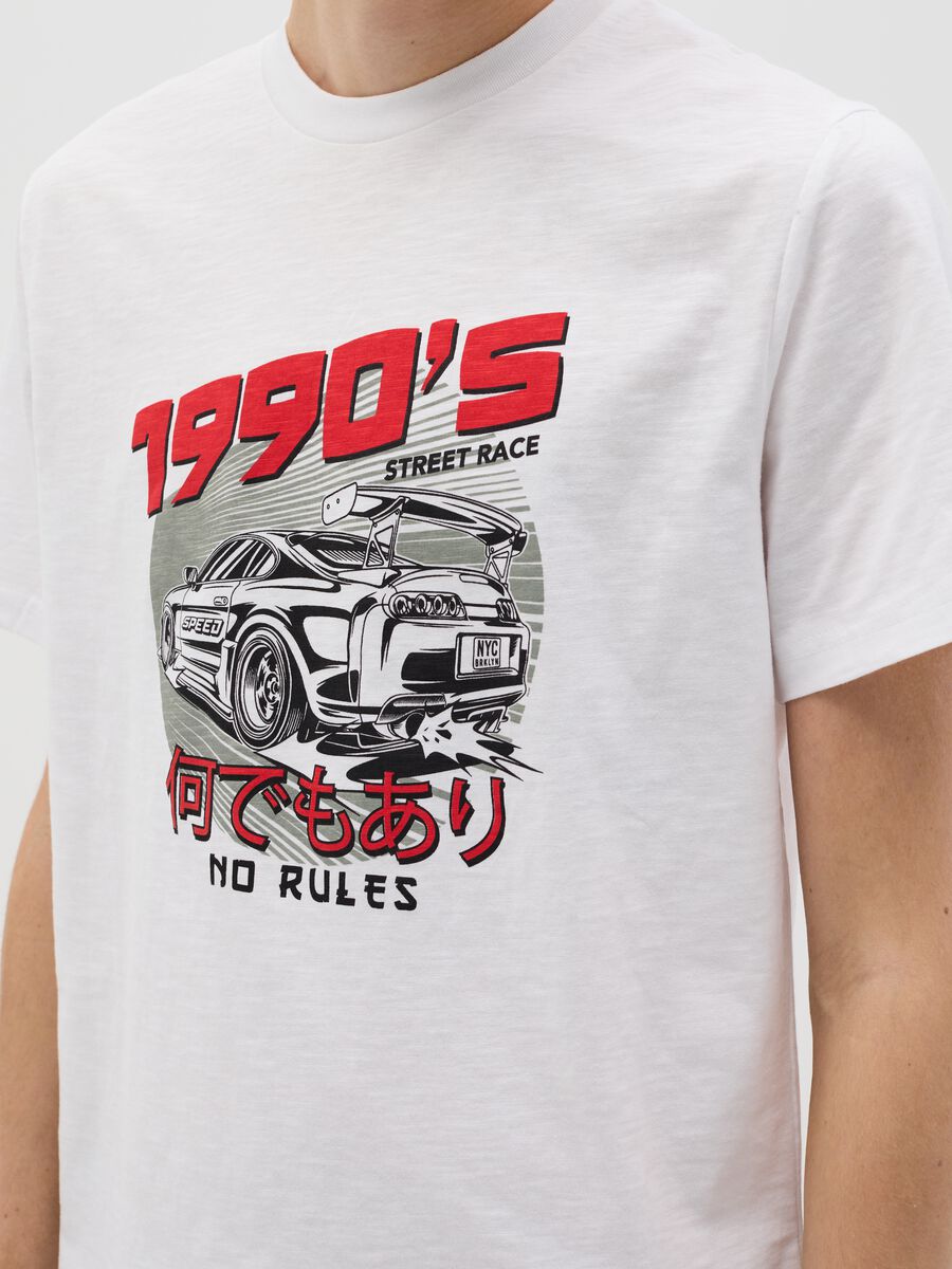 Cotton T-shirt with "1990'S" racing car print_2