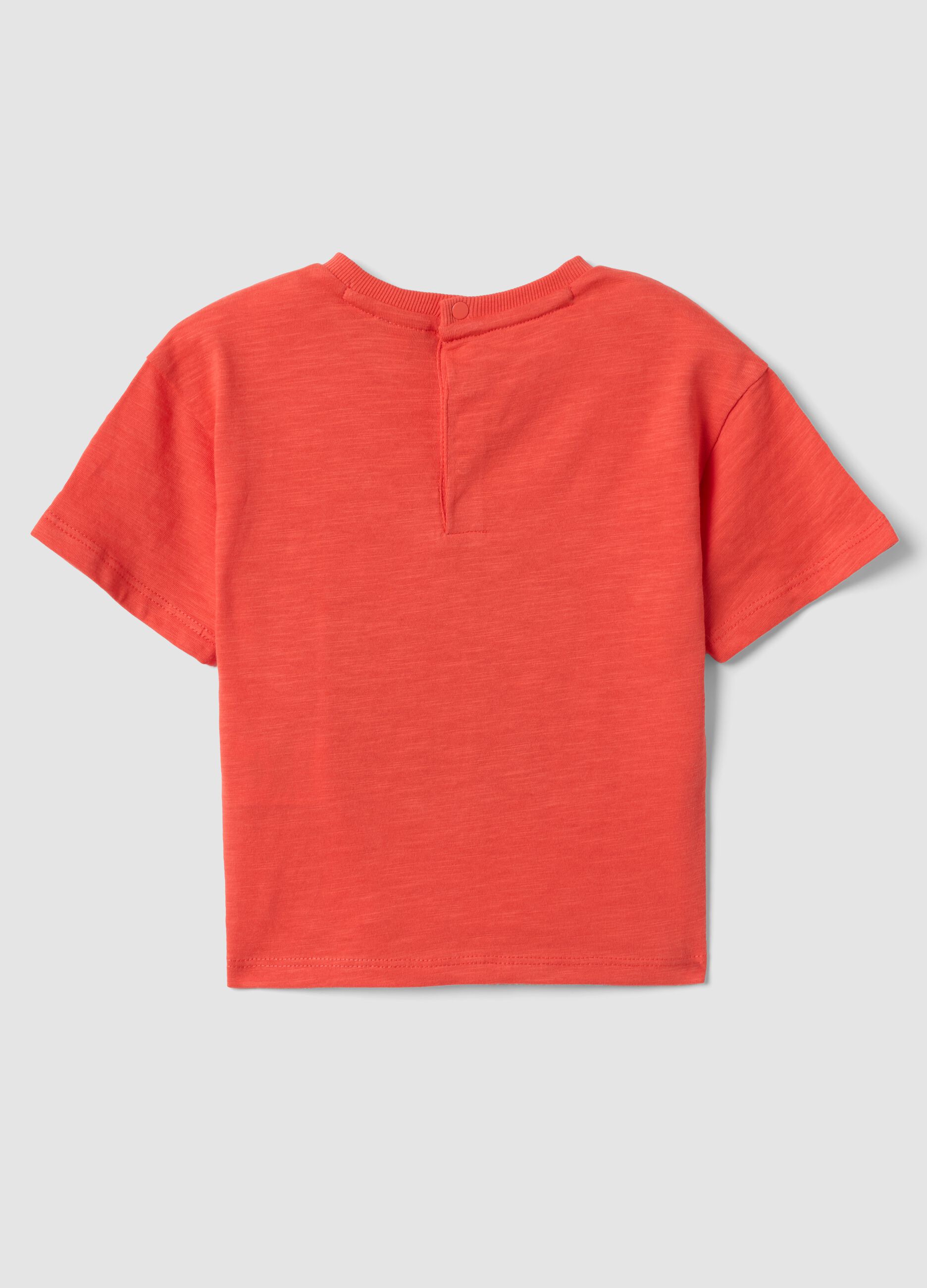 Red short-sleeve pure cotton oversized fit T-shirt for baby boy