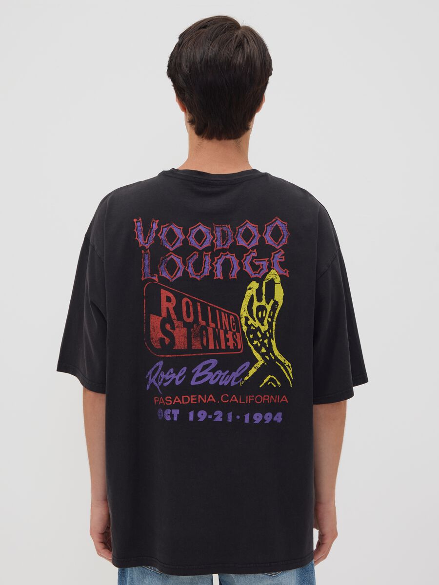 Black pure cotton T-shirt with Rolling Stones print_3