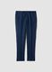 Slim-fit formal trousers in pure blue linen_0