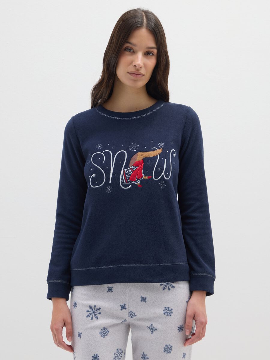 Regular fit blue fleece pyjamas_1