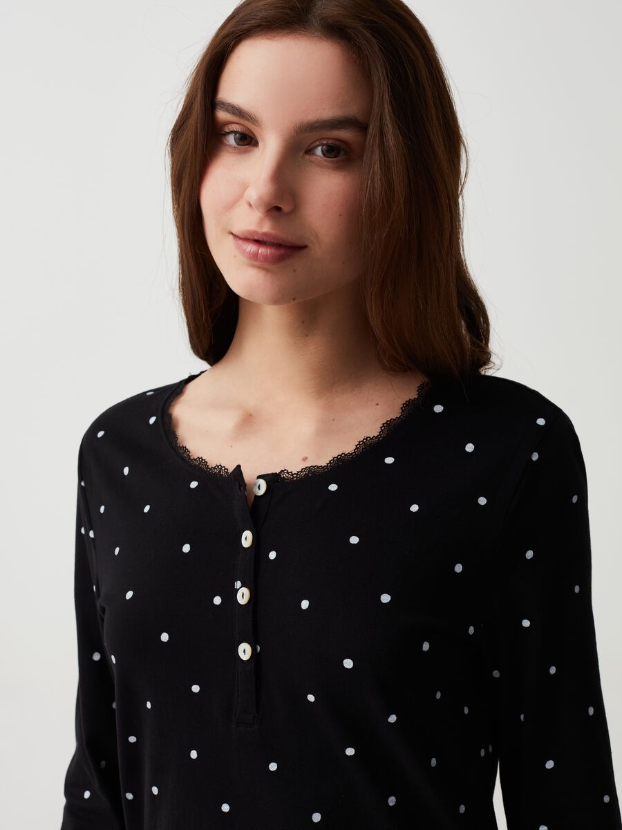 Polka dot nightdress with granddad neckline_0