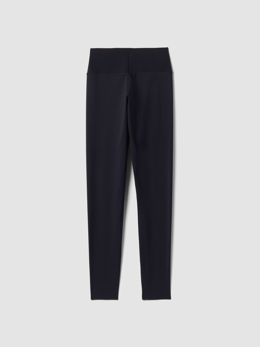 Leggings slim neri in tessuto elasticizzato a vita regular ALTAVIA STUDIO_6