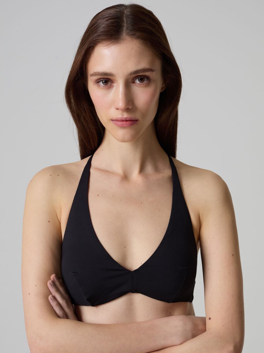 Solid colour triangle bikini top_1