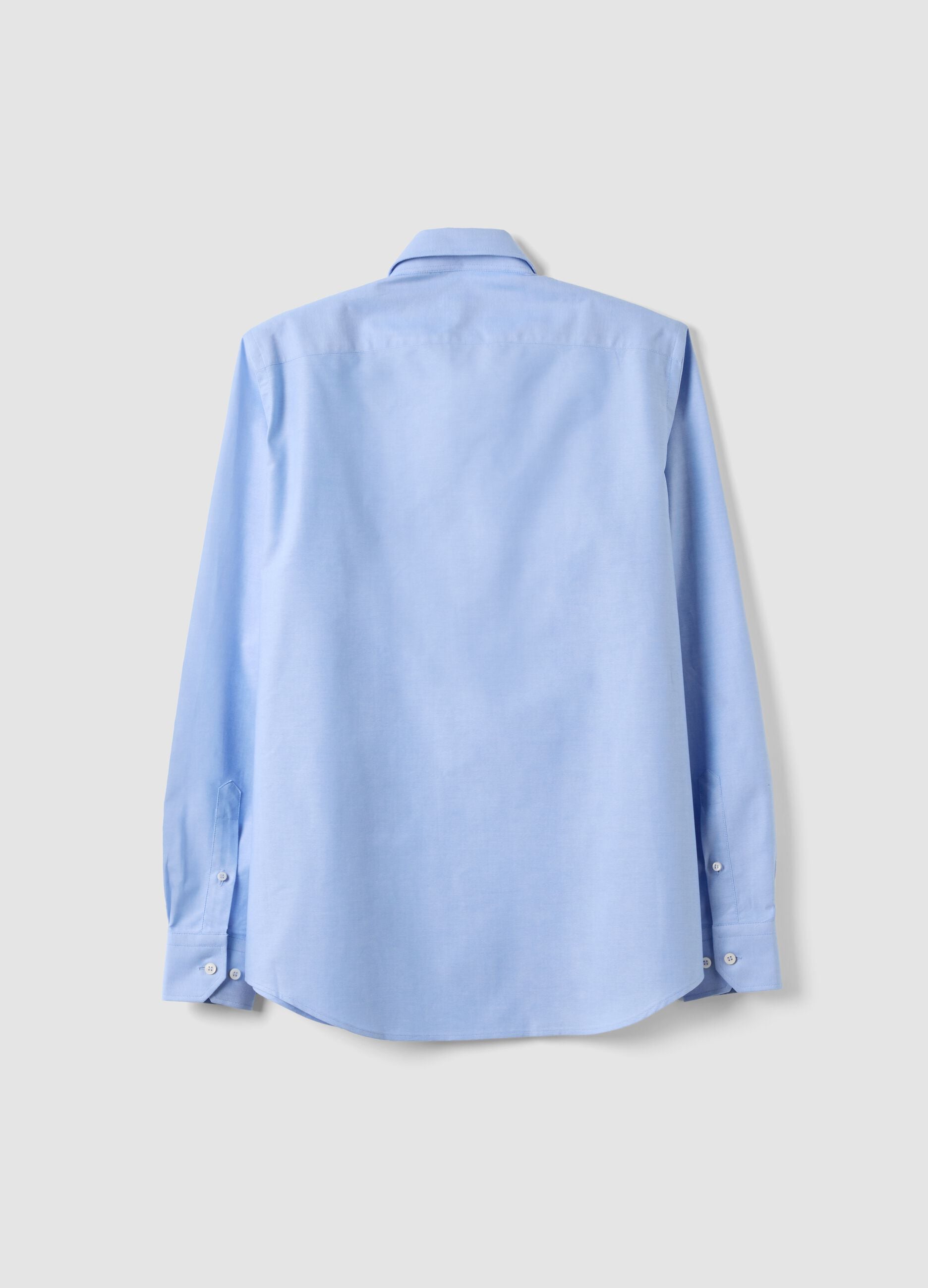 Light blue pure cotton Oxford shirt with French collar, slim fit