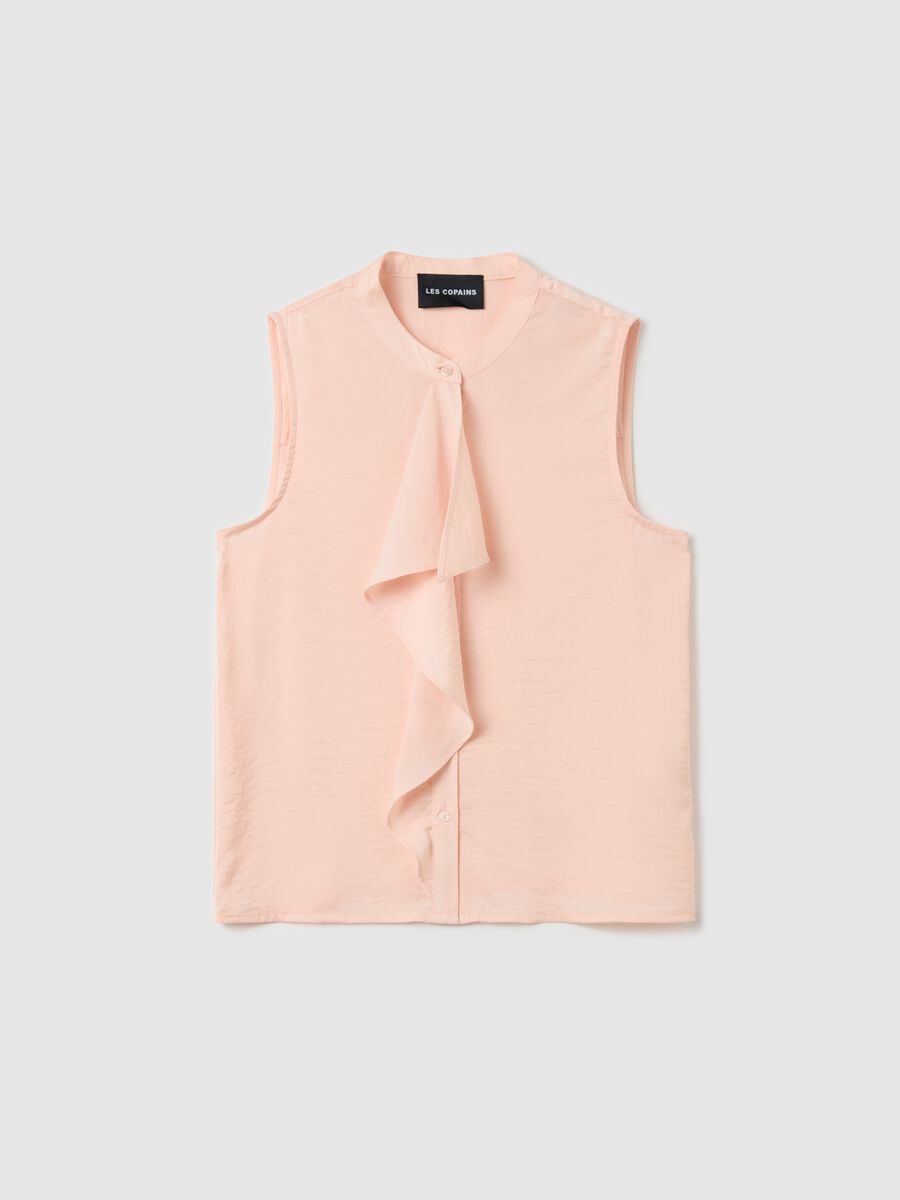 Pink sleeveless blouse with flounce_4