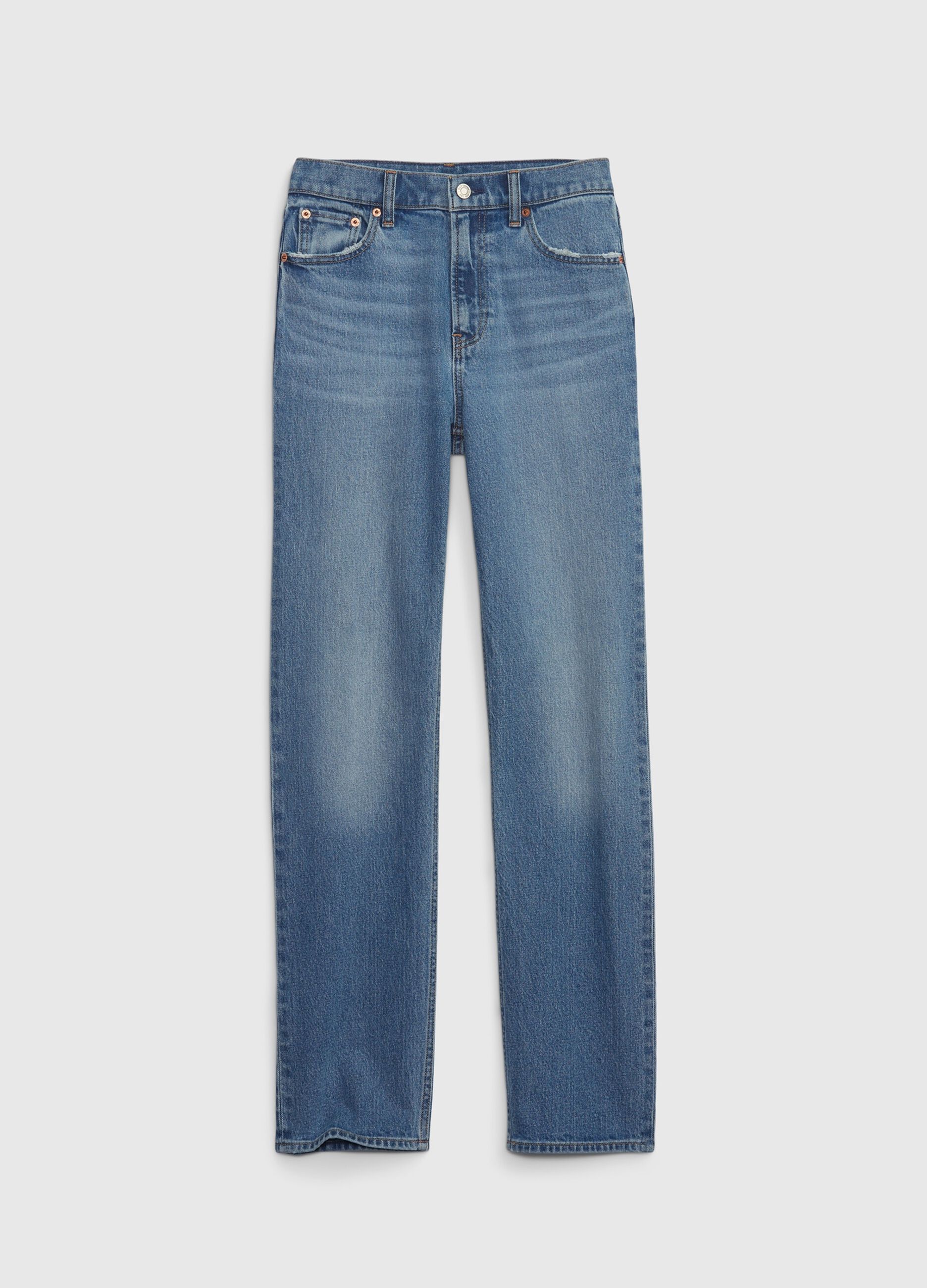 Straight-fit, high-rise jeans