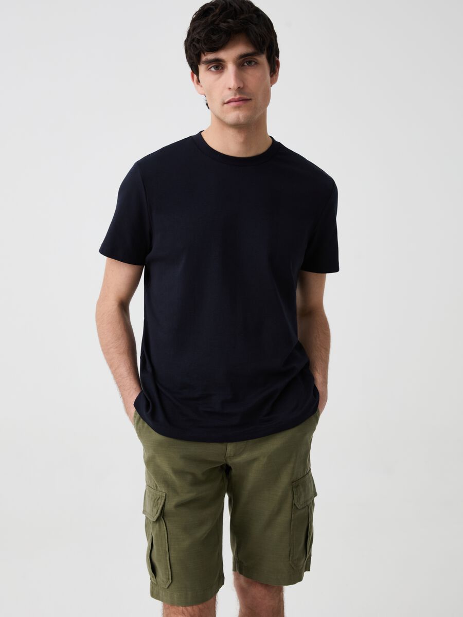 Cargo Bermuda shorts in cotton and linen_0