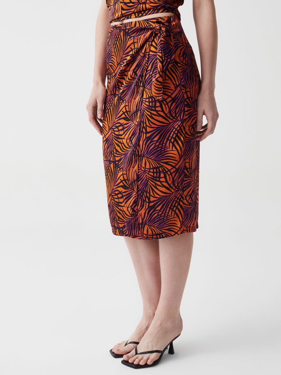 Midi wrap skirt with tropical print_1