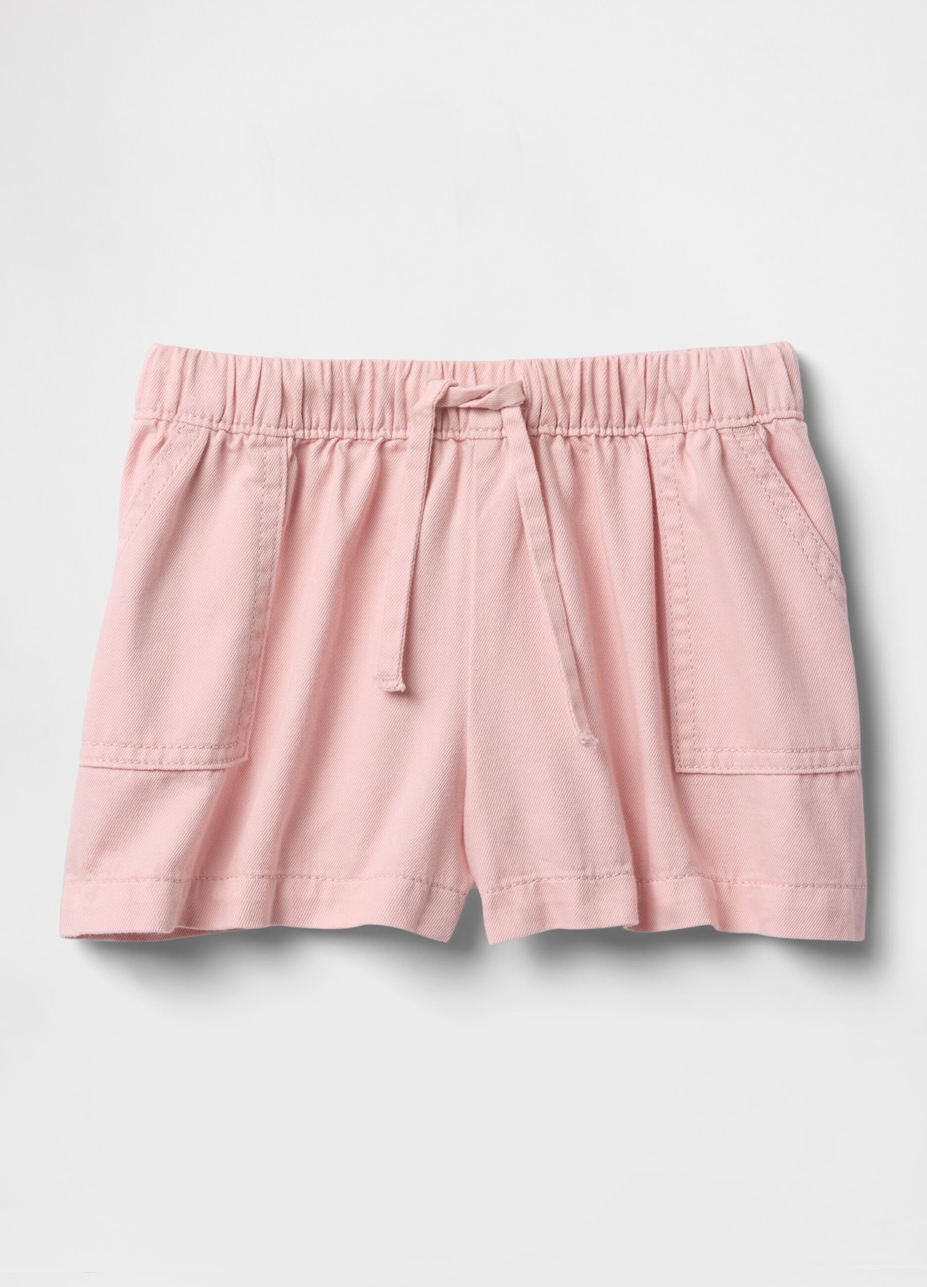 Pink children's shorts with drawstring