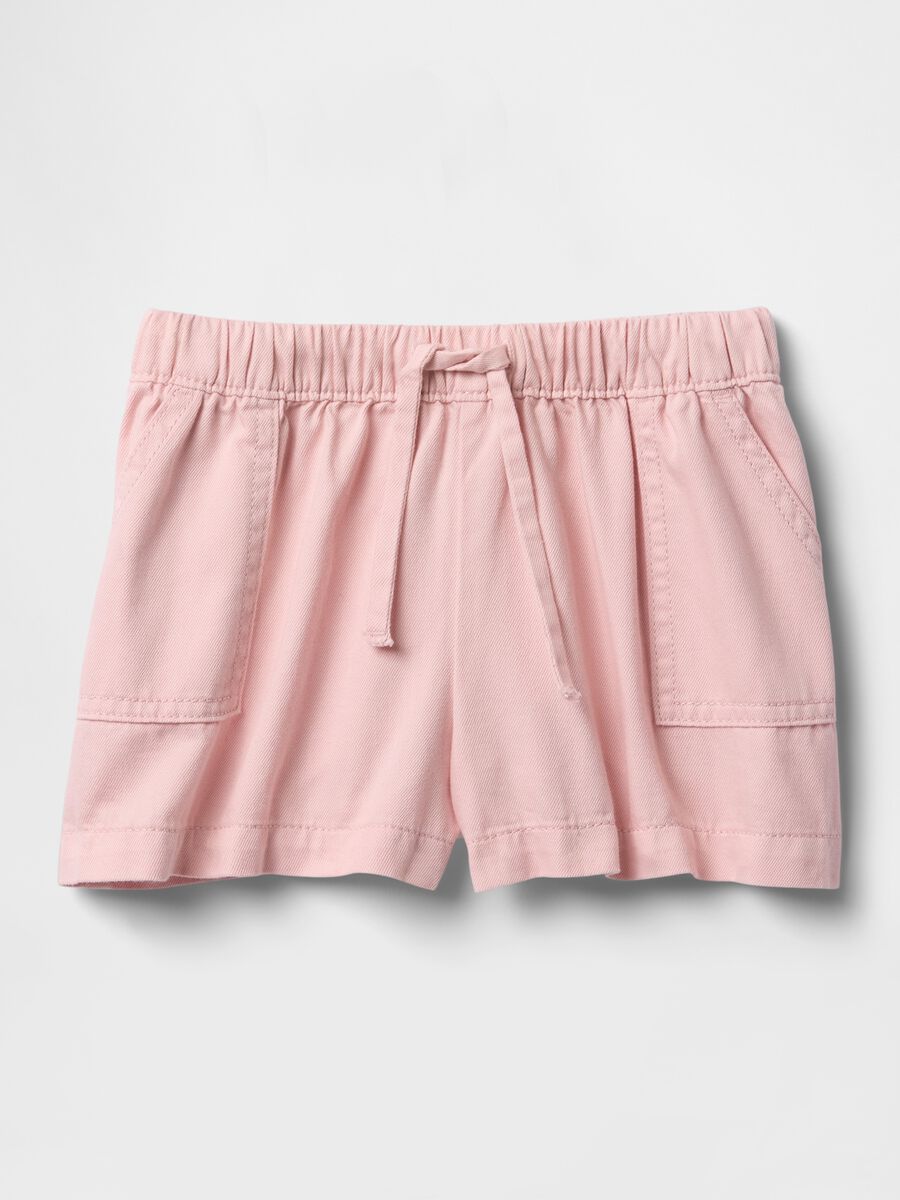 Pink children's shorts with drawstring_1